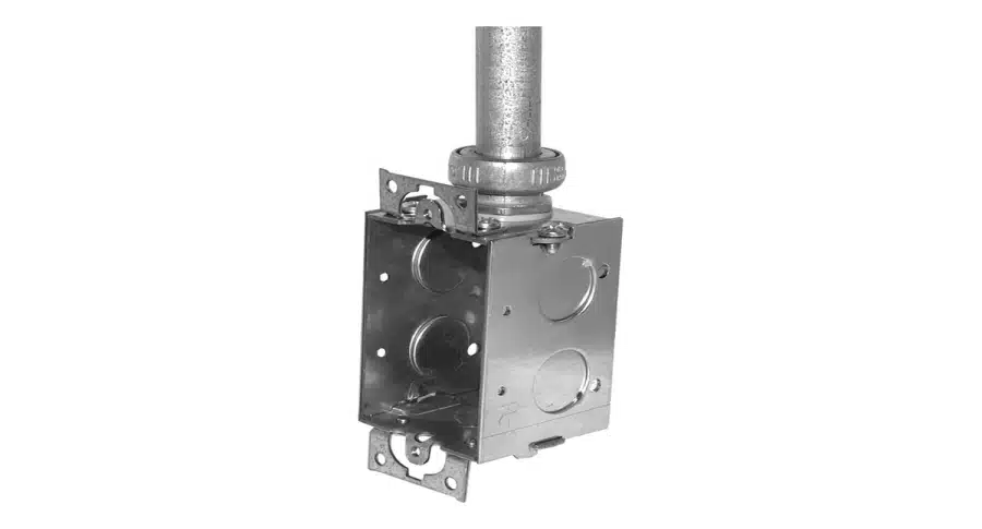 EMT conduit connected to a steel box with a connector